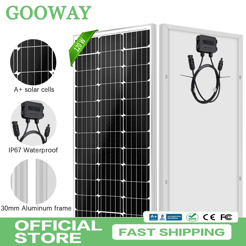 12v zonnepaneel 120w Mono Off Grid Power Voor RV Campervan Boot Caravan Motorhome