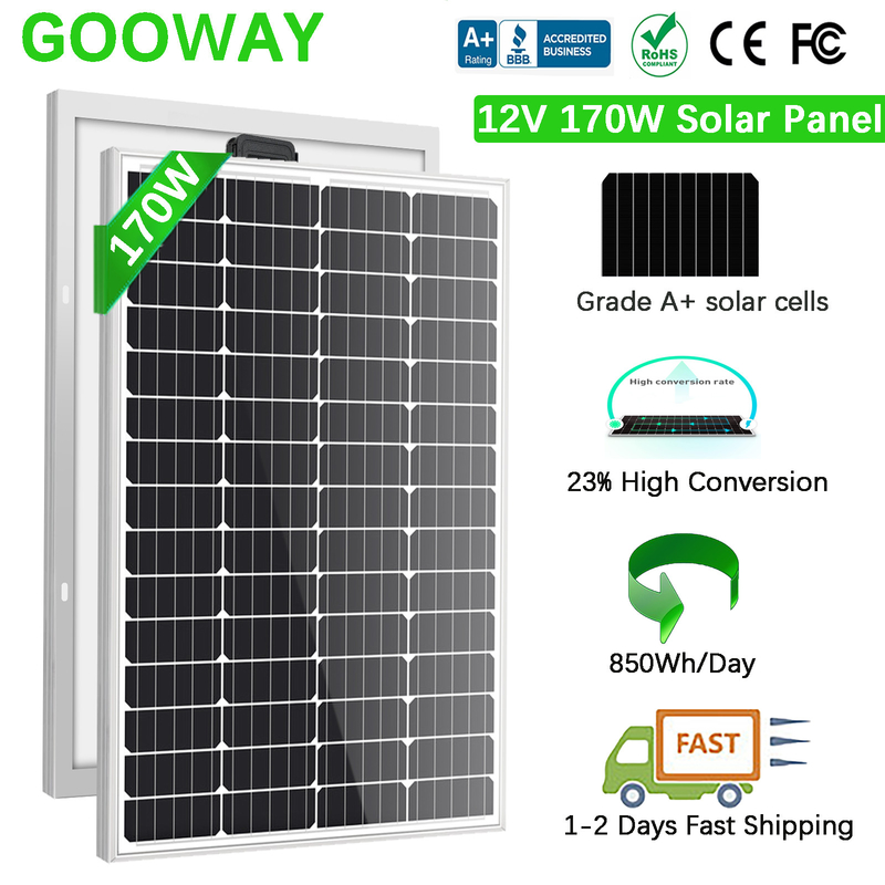 170w 200w zonnepaneel 12v mono off-grid batterij oplader voor RV boot caravan kamp