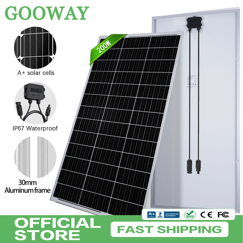 12v zonnepaneel 200w Mono Off Grid Power Voor RV Campervan Boot Caravan Motorhome