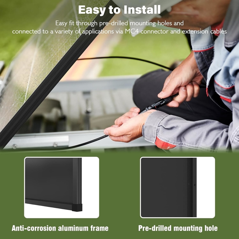 200w zonnepaneel Mono Off Grid Power Voor RV Campervan Boat Caravan Motorhome UK