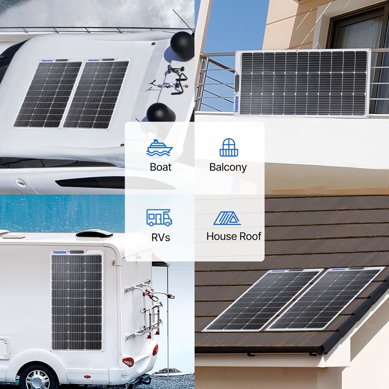 170w 200w Flexibel zonnepaneel 12v Voor caravan RV Boat Camper Van Marine Shed UK